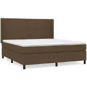 Syfax Cama box spring con colchón tela marrón oscuro 180x200 cm