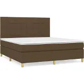 Syfax Cama box spring con colchón tela marrón oscuro 180x200 cm
