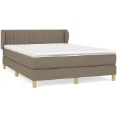 Syfax Cama box spring con colchón tela gris taupe 140x190 cm