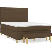 Syfax Cama box spring con colchón tela marrón oscuro 140x200 cm