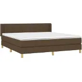 Syfax Cama box spring con colchón tela marrón oscuro 180x200 cm