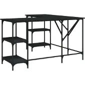 Syfax Escritorio madera de ingeniería negro 139x139x75 cm