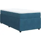 Syfax Cama box spring con colchón terciopelo azul oscuro 80x200 cm