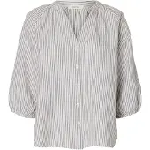 Selected Mezcla De Lino Camisa Con Mangas 3/4 Mujeres Blanco 42