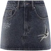 Ed Hardy Falda 'Swallow' azul oscuro / gris claro / blanco