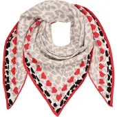 Zwillingsherz Chal camelo / ecru / rojo / negro