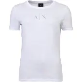 Armani Exchange para mujer. XW001459AF10356U0002 Camiseta Logo Brillante blanco (L), Casual, Algodón, Manga corta, o