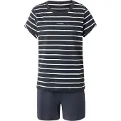 Marc O'Polo Pijama azul oscuro / blanco