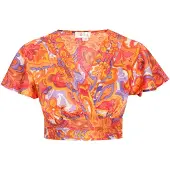 IZIA Blusa azul violaceo / naranja / rojo / blanco