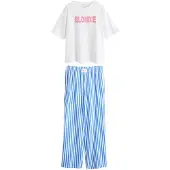 Next Pijama azul / rosa claro / blanco