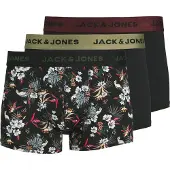 Jack & Jones Calzoncillo boxer 'JACFlower' verde / rojo vino / negro / blanco