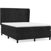 Syfax Cama box spring con colchón terciopelo negro 140x200 cm