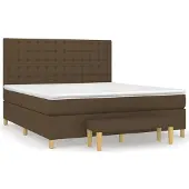 Syfax Cama box spring con colchón tela marrón oscuro 160x200 cm
