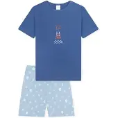 Schiesser Pijama ' Kids Nightwear ' azul claro / azul oscuro