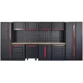 HBM Sistema de taller modular experto, 17 piezas, negro rojo