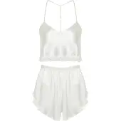 Trendyol Pijama de pantalón corto ecru