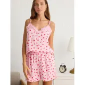 Trendyol Pijama de pantalón corto rosa / rojo