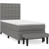 Syfax Cama box spring con colchón tela gris oscuro 100x200 cm