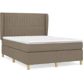 Syfax Cama box spring con colchón tela gris taupe 140x200 cm