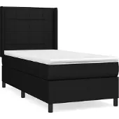 Syfax Cama box spring con colchón tela negro 90x200 cm