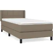 Syfax Cama box spring con colchón tela gris taupe 90x200 cm