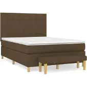 Syfax Cama box spring con colchón tela marrón oscuro 140x190 cm