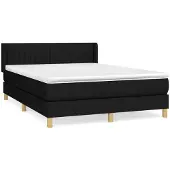Syfax Cama box spring con colchón tela negro 140x200 cm