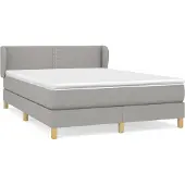 Syfax Cama box spring con colchón tela gris claro 140x190 cm