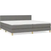 Syfax Cama box spring con colchón tela gris oscuro 200x200 cm