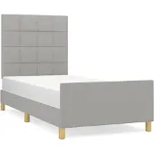 Syfax Estructura de cama sin colchón tela gris claro 90x200 cm