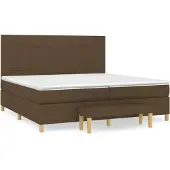 Syfax Cama box spring con colchón tela marrón oscuro 200x200 cm