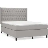 Syfax Cama box spring con colchón tela gris claro 140x200 cm