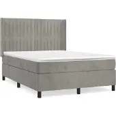 Syfax Cama box spring con colchón terciopelo gris claro 140x200 cm