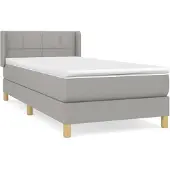 Syfax Cama box spring con colchón tela gris claro 90x190 cm