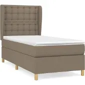 Syfax Cama box spring con colchón tela gris taupe 80x200 cm