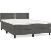 Syfax Cama box spring con colchón terciopelo gris oscuro 140x190 cm