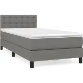 Syfax Cama box spring con colchón tela gris oscuro 100x200 cm