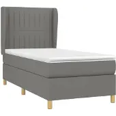 Syfax Cama box spring con colchón tela gris oscuro 80x200 cm