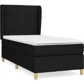 Syfax Cama box spring con colchón tela negro 100x200 cm