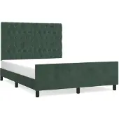 Syfax Estructura cama sin colchón terciopelo verde oscuro 140x190 cm