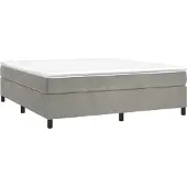 Syfax Cama box spring con colchón terciopelo gris claro 160x200 cm