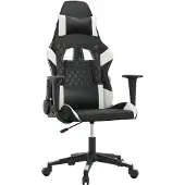 Syfax Silla gaming de masaje cuero sintético negro y blanco