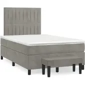 Syfax Cama box spring con colchón terciopelo gris claro 120x200 cm