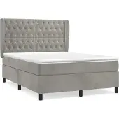Syfax Cama box spring con colchón terciopelo gris claro 140x190 cm
