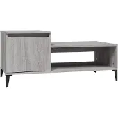 Syfax Mesa de centro madera contrachapada gris Sonoma 100x50x45 cm