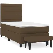 Syfax Cama box spring con colchón tela marrón oscuro 90x200 cm