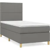 Syfax Cama box spring con colchón tela gris oscuro 90x190 cm