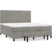 Syfax Cama box spring con colchón terciopelo gris claro 160x200 cm