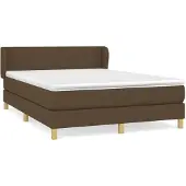 Syfax Cama box spring con colchón tela marrón oscuro 140x190 cm