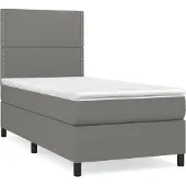 Syfax Cama box spring con colchón tela gris oscuro 100x200 cm